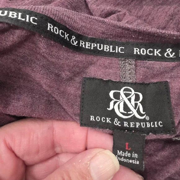 Rock & Republic Deep Purple Heather Short Sleeve Tee - Picture 7 of 8
